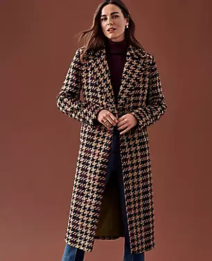 Plaid Long Double Breasted Coat | Ann Taylor (US)