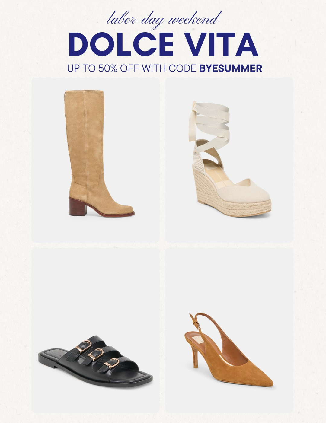 [9/2/26] Dolce Vita | Up to 50% off with code BYESUMMER 🤍

#LTKootd #LTKSeasonal #LTKSaleAlert