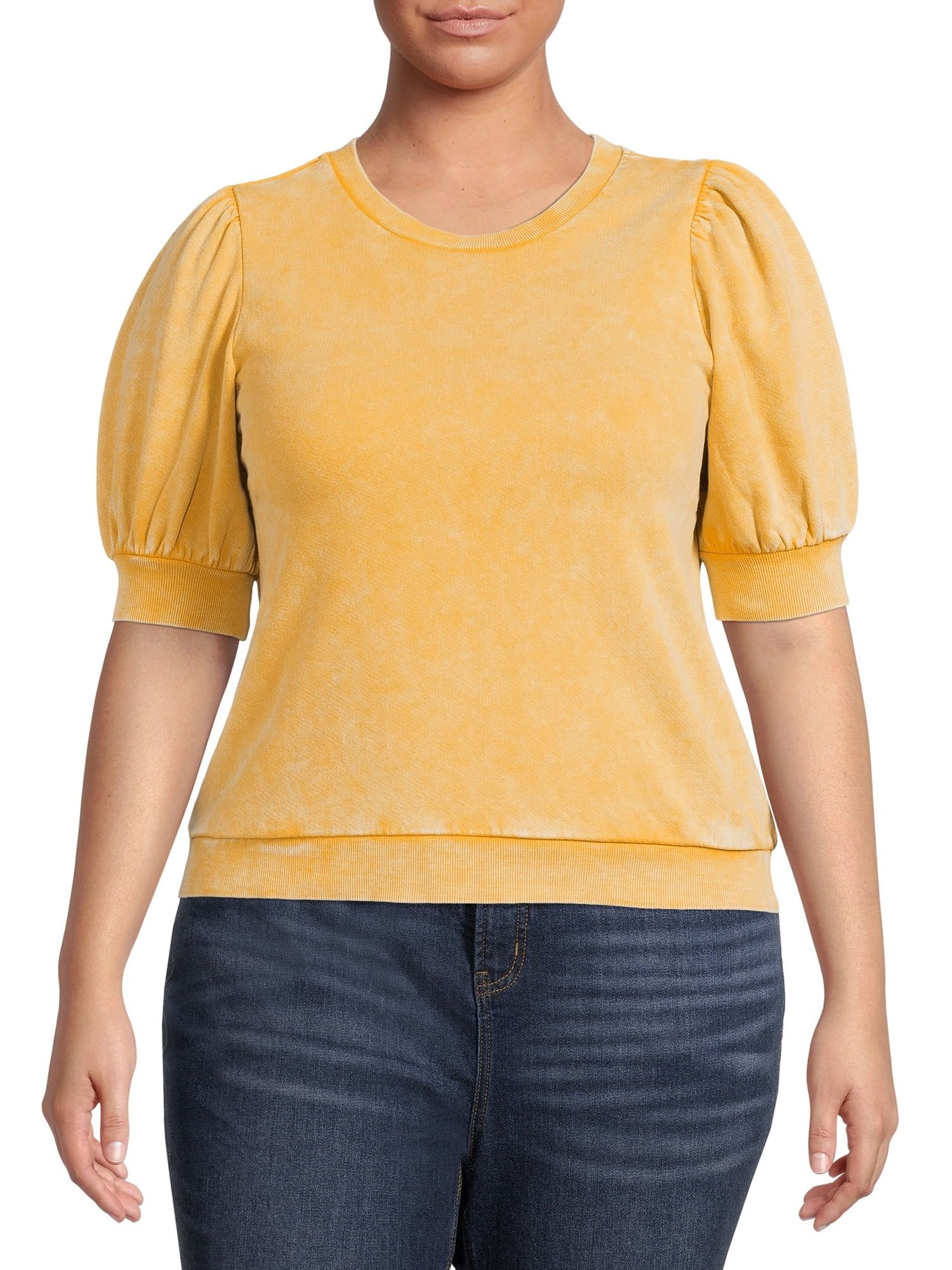 Terra & Sky Women's Plus Size Short Sleeve Puff Sweatshirt | Walmart (US)