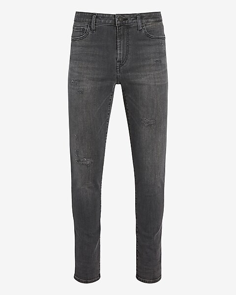 Slim Black RIpped Hyper Stretch Jeans | Express
