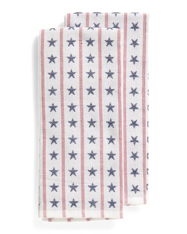 Set Of 2 Vertical Stars And Stripes Kitchen Towels | TJ Maxx