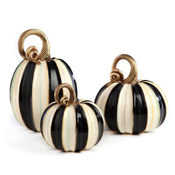 MacKenzie-Childs Elegant Stripe Pumpkins Figurine | MacKenzie-Childs