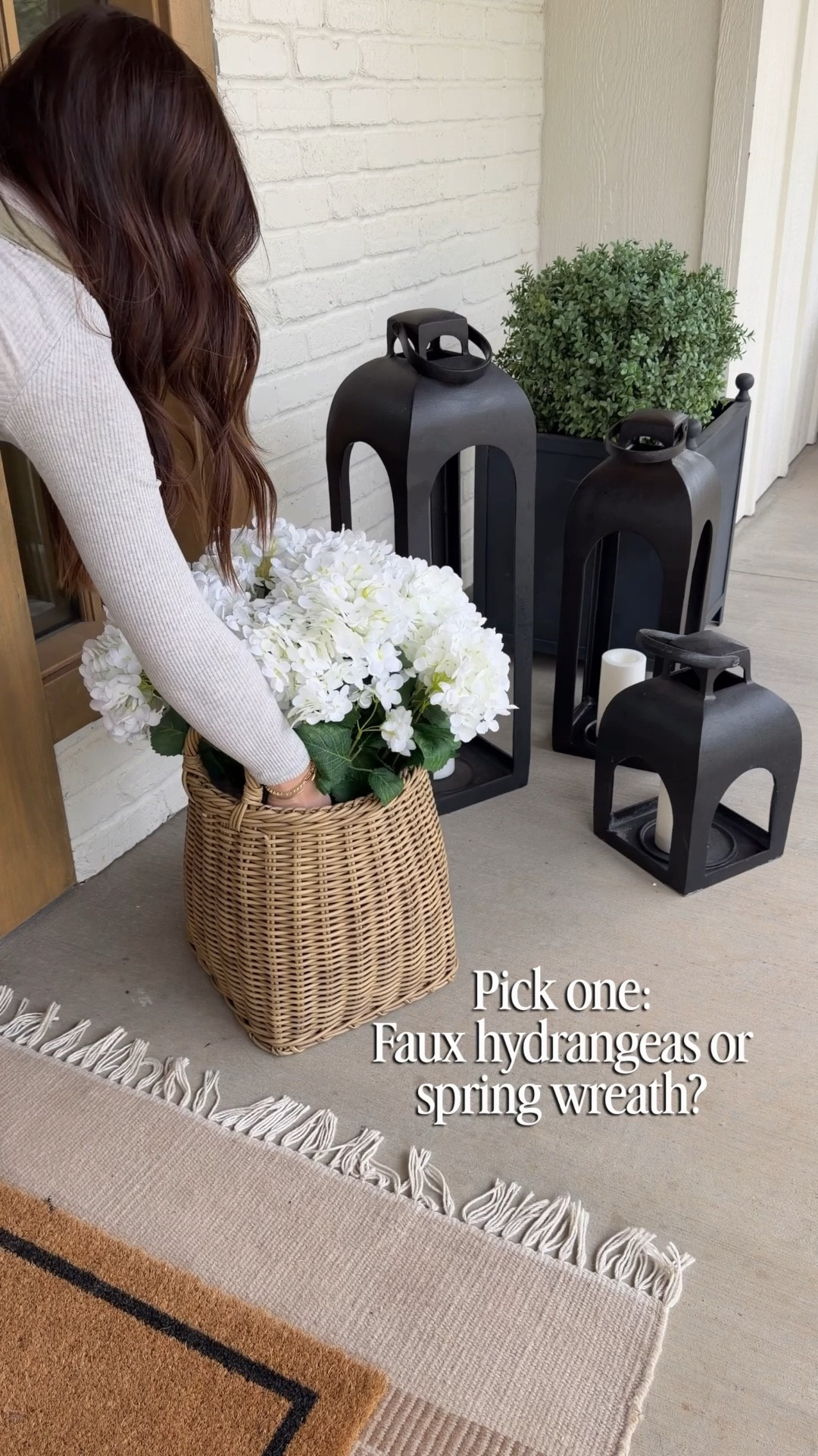 Which do you like more? Faux hydrangeas or spring wreath? 

Front porch decor, spring porch, wreath, Amazon home, Amazon find, doormat, planter basket, topiary, boxwood, outdoor lantern, target, McGee and co, studio McGee, front porch 

#LTKSaleAlert #LTKHome #LTKSeasonal