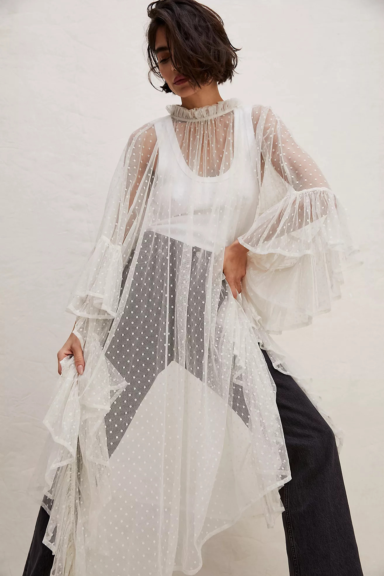 Swiss Dot Ruffle Kaftan | Free People (Global - UK&FR Excluded)