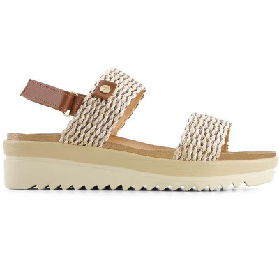 Andrea Women's Flat Sandals With Hook and Loop Sling and serrated sole 65549 Beige 7 | Target