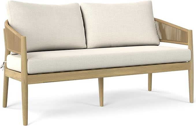 SIMPLIHOME Bayshore 59 Inch Wide Contemporary Outdoor Sofa in Natural Polyester Fabric, Fully Ass... | Amazon (US)