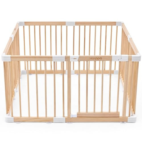 HARPPA Baby Gate Playpen Wooden Playpen for Babies and Toddlers Large Play Yards Baby Fence Play Area 45.66 x 45.66 x 24 inch | Amazon (US)