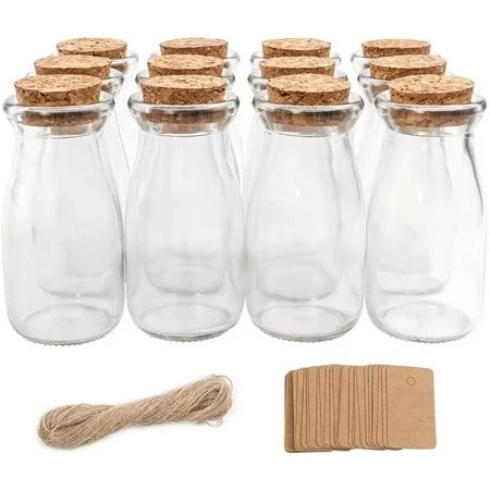 12pcs 3.4oz Small Glass Favor Jars 100ml Small Glass Bottles with Cork Lids Mini Jars Milk Bottles P | Walmart (US)