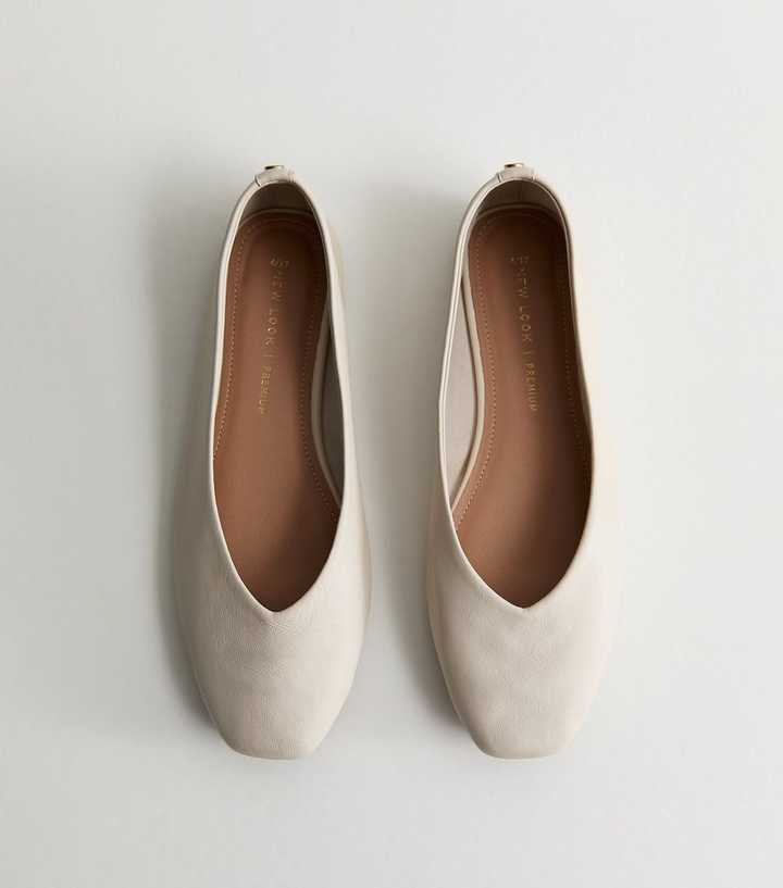 Premium Real Leather Cream High Vamp Ballerina Pumps | New Look | New Look (UK)