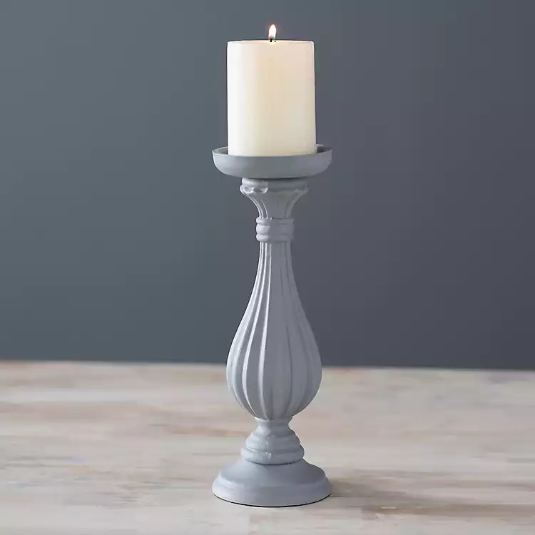 Gray Matte Pillar Candle Holder, 12 in. | Kirkland's Home
