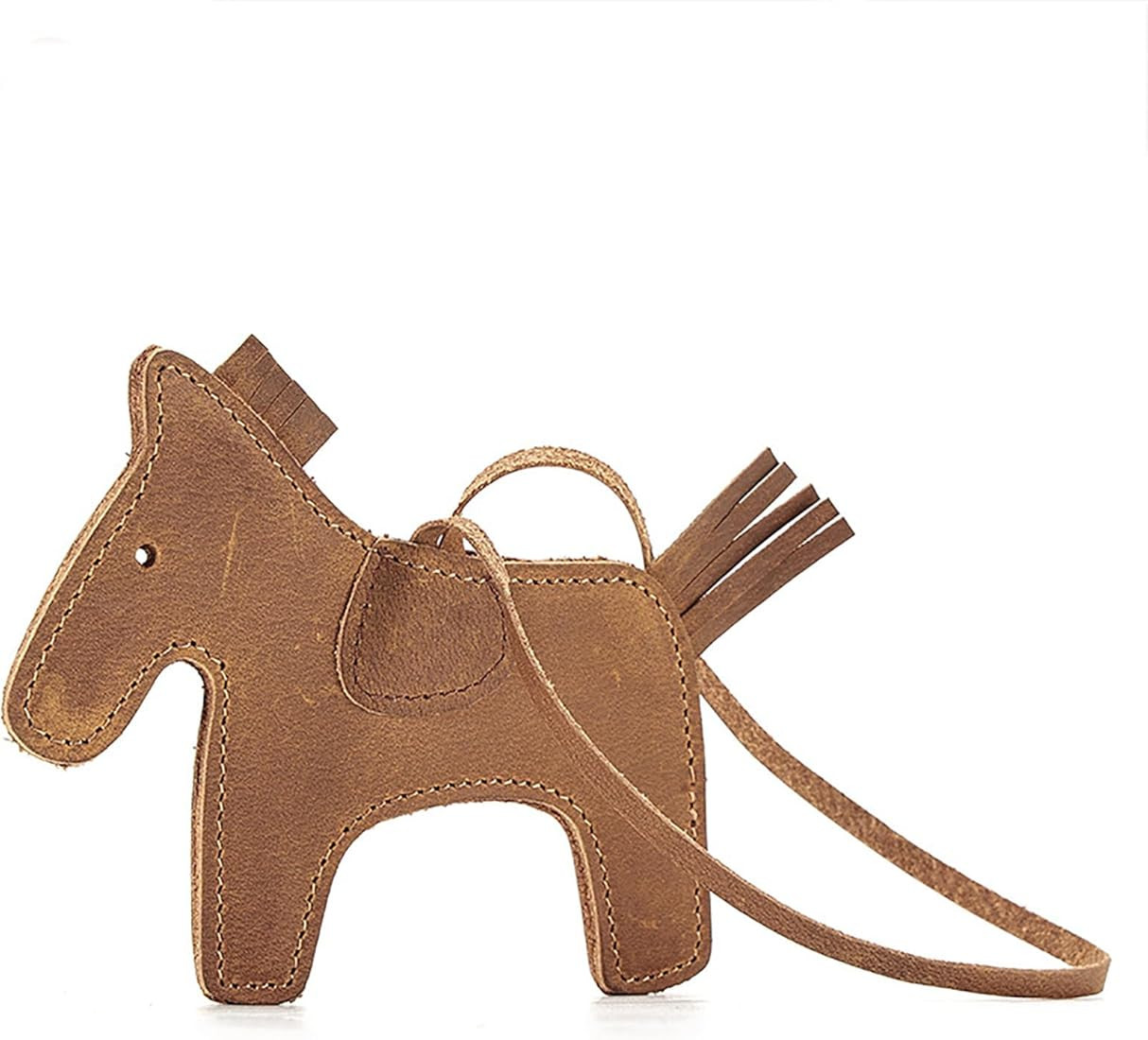 Cute Horse Bag Charms,Handmade Genuine Leather Tassel Pony Keychain Sewing Horse Fashion Bag Acce... | Amazon (US)