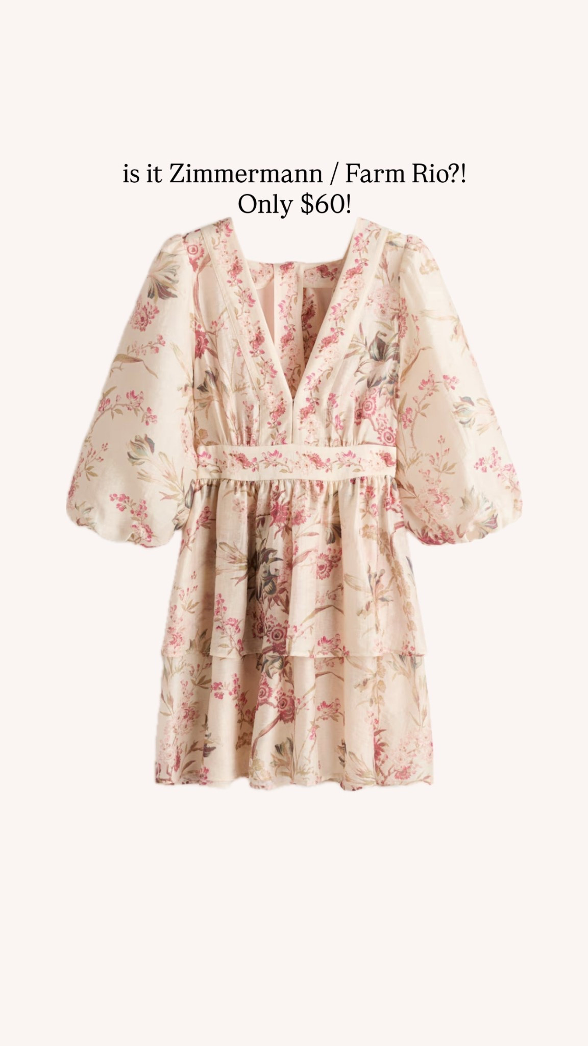 This cutie is under $65 and reminds me so much of b of a Zimmermann print or farm Rio style dress for less! 