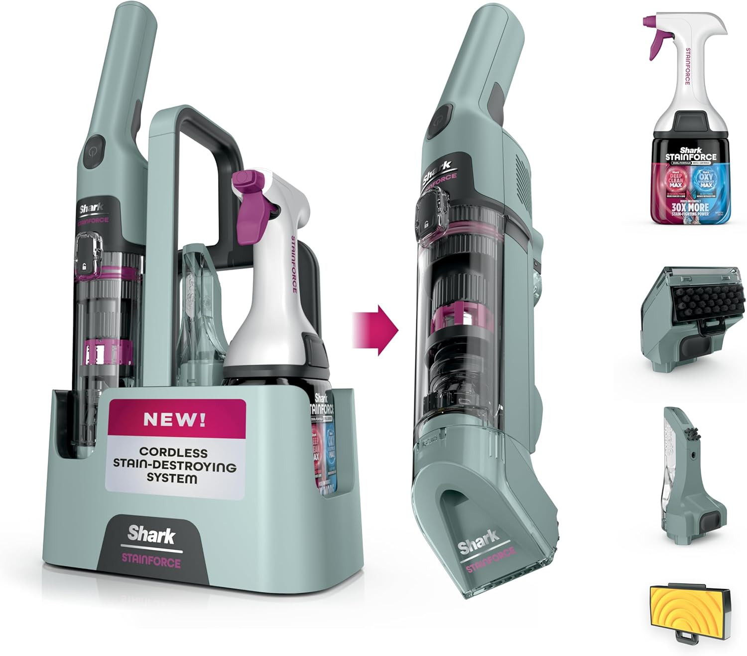 Shark StainForce Cordless Stain, Odor & Urine Remover, 2 Tools, Caddy HX101 | Amazon (US)