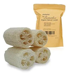 4" Natural Loofah Exfoliating Body Sponge Scrubber for Skin Care in Bath Spa Shower Pack of 4 | Amazon (US)
