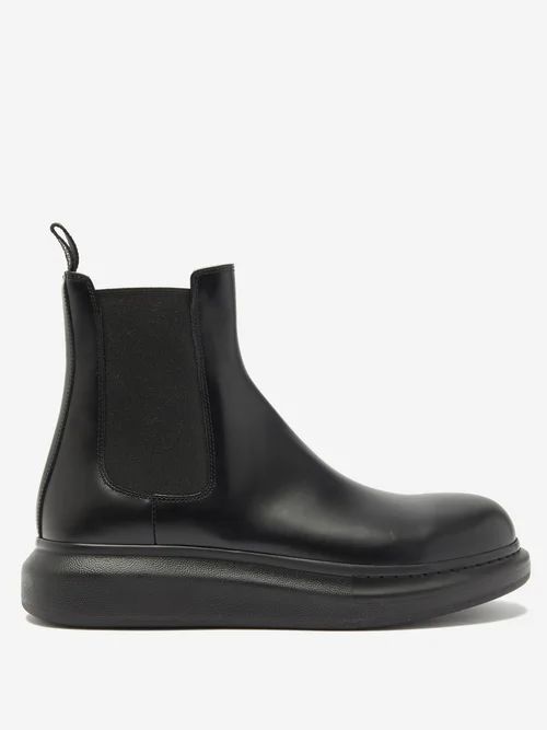 Alexander Mcqueen - Hybrid Exaggerated-sole Leather Chelsea Boots - Mens - Black | Matches (US)
