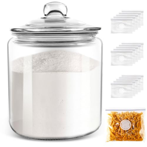 Masthome 1 Gallon Glass Jar with Lid,Large Glass Cookie Jar,Wide Mouth,Dishwasher Safe,Large Clear Jar,Storage Containers with Lids For Flour,Nuts,Cookies,Snacks-Send 15pcs Food Storage Bags | Amazon (US)