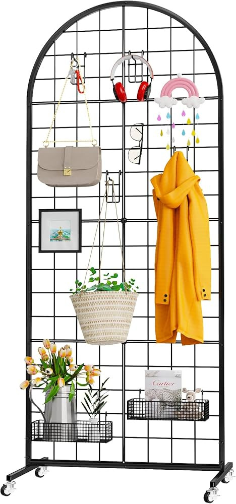 Grid Wall Panel 1PCS Display Stand 2' x 5.2' FT Black Gird Wall Panels Movable Retail Display Rac... | Amazon (US)