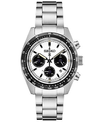 Seiko Men's Chronograph Prospex Speedtimer Solar Stainless Steel Bracelet Watch 39mm - Macy's | Macy's