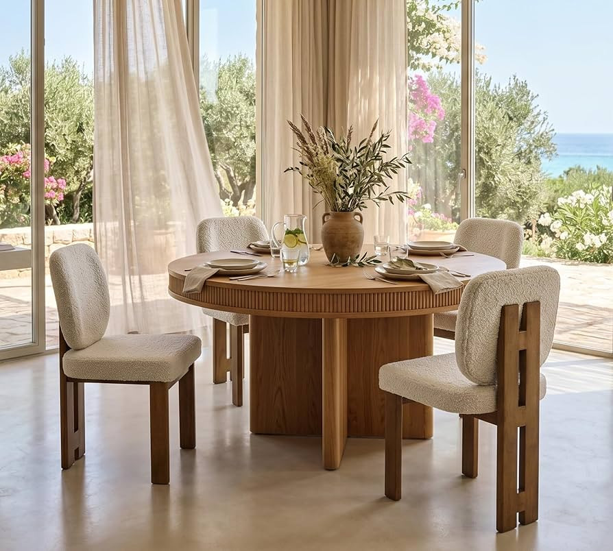 CIMOTA Modern Boucle Dining Chairs Set of 4, Upholstered Armless Side Chairs with Ergonomic Curve... | Amazon (US)