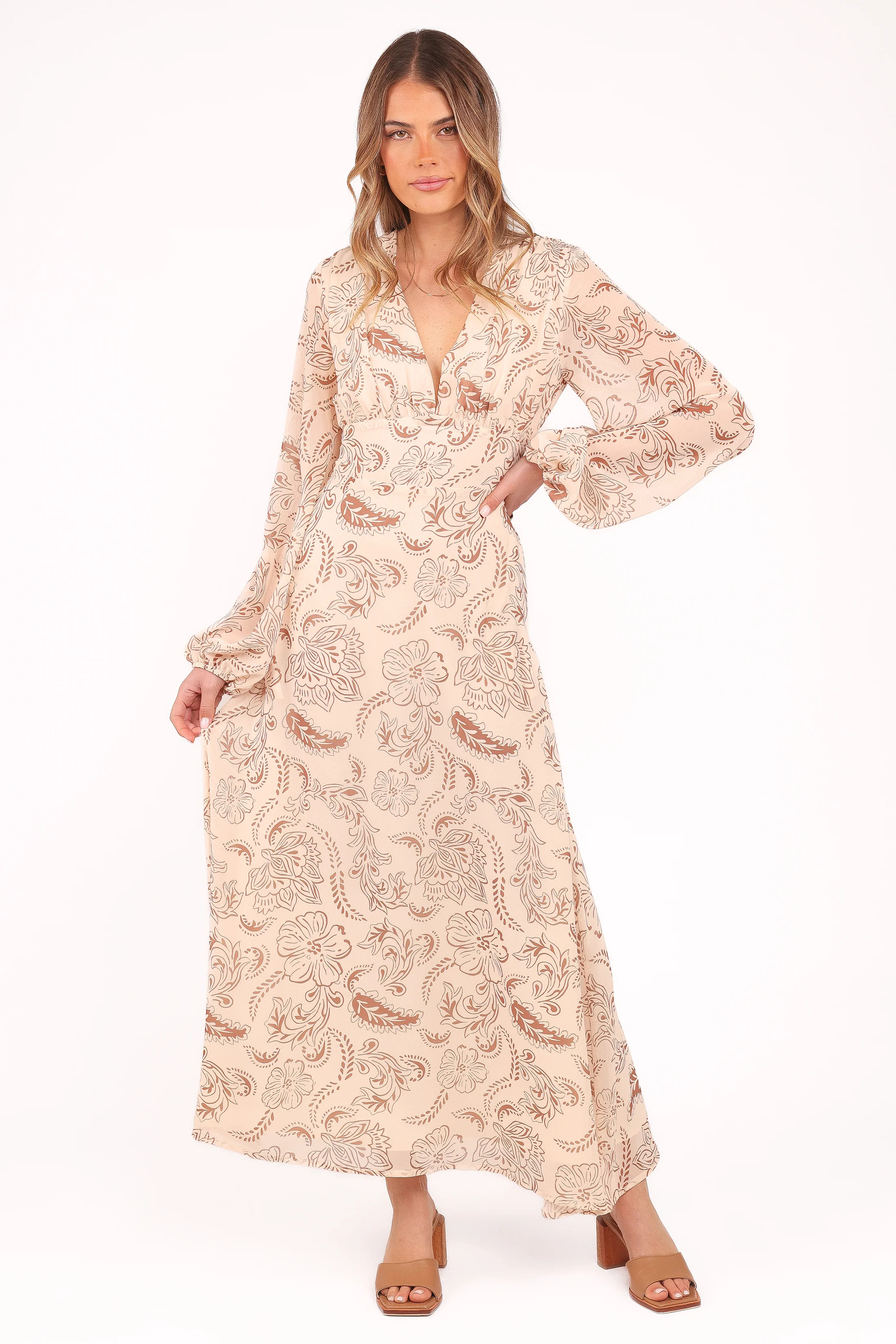 Riba Midi Dress - Brown Paisley | Petal & Pup (US)