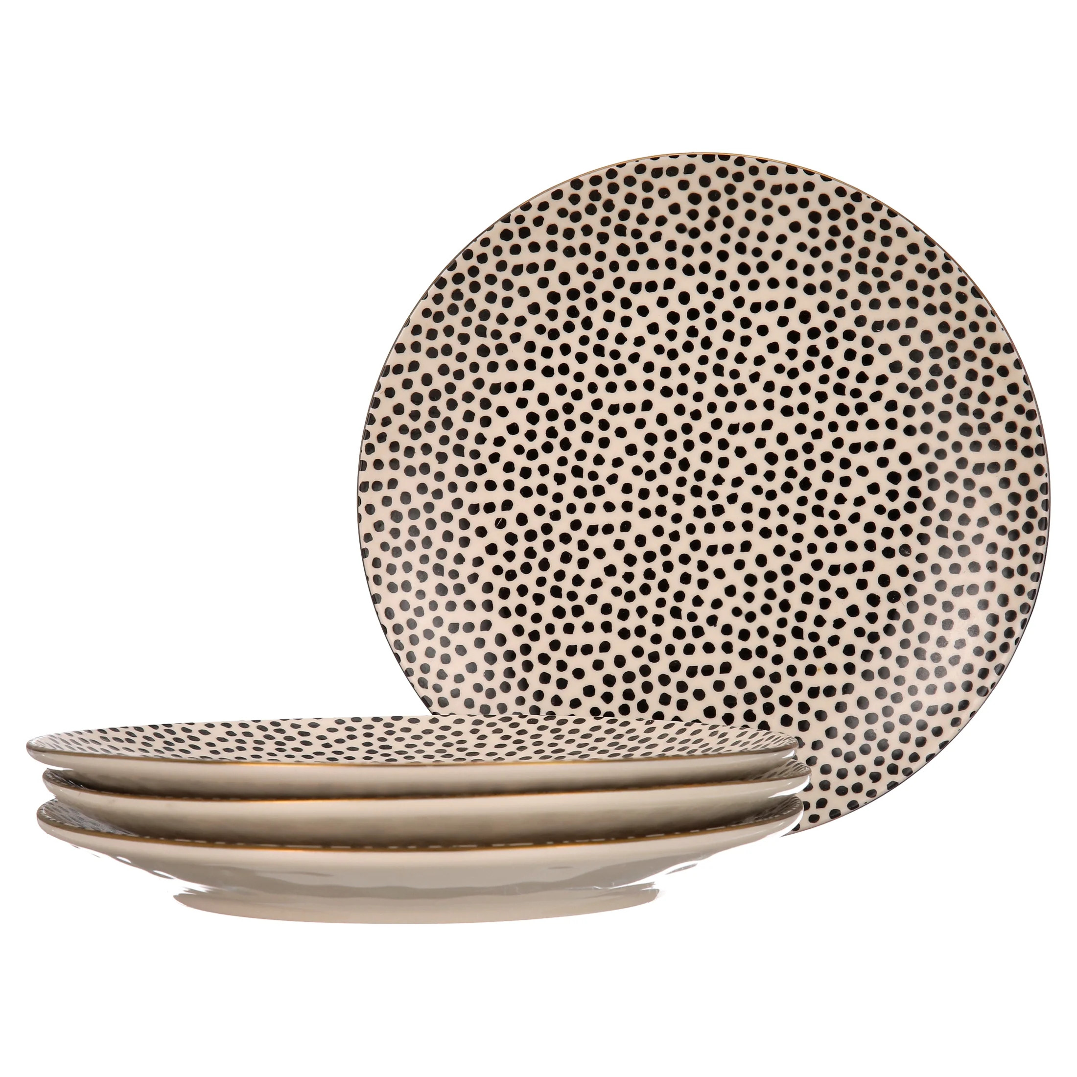 Thyme & Table Dinnerware Black and White Dot Dinner Plates, 4 pack - Walmart.com | Walmart (US)