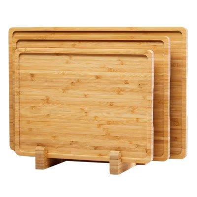 Wooden Cutting Boards for Kitchen Set, 3 Pcs Bamboo Cutting Board Set with Holder, Kitchen Gadgets, Ideal Charcuterie & Chopping for Meat | Target