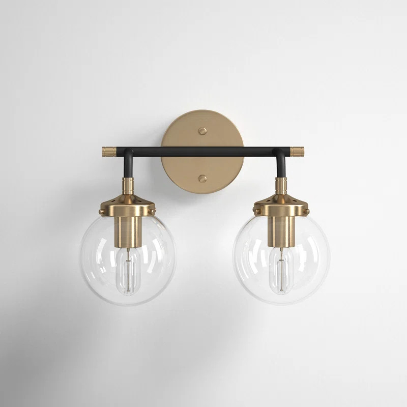 Dion 2 - Light Dimmable Matte Black/Antique Gold Vanity Light | Wayfair Professional