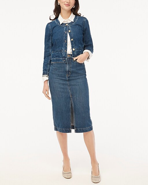 High-rise denim midi skirt | J.Crew Factory