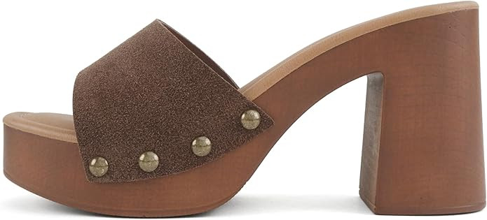 Soda Apple ~ Women Square Toe Studded Platform High Heel Sandal | Amazon (US)