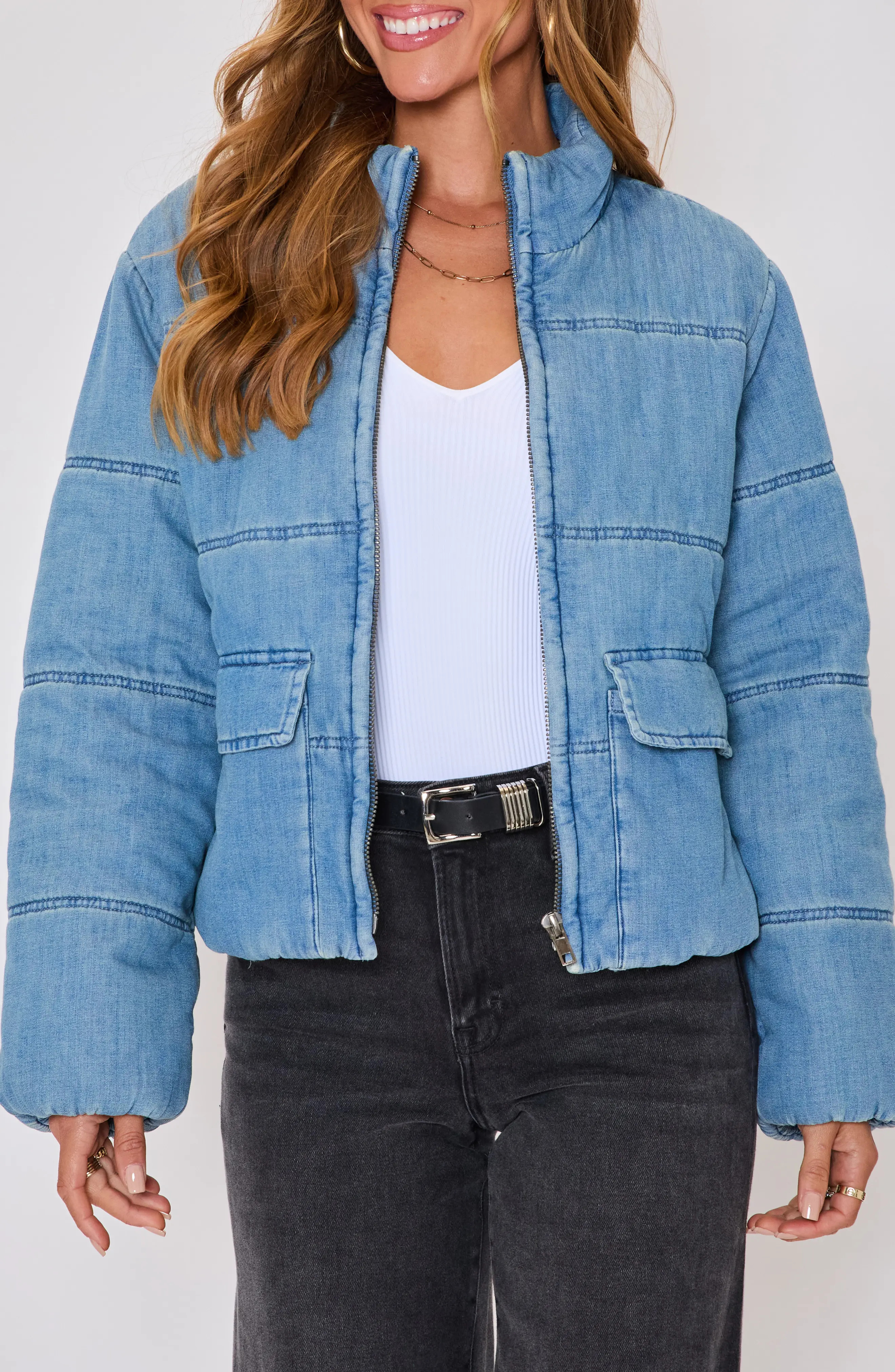 Chill Out Denim Quilted Puffer Jacket (Women) | Nordstrom | Nordstrom