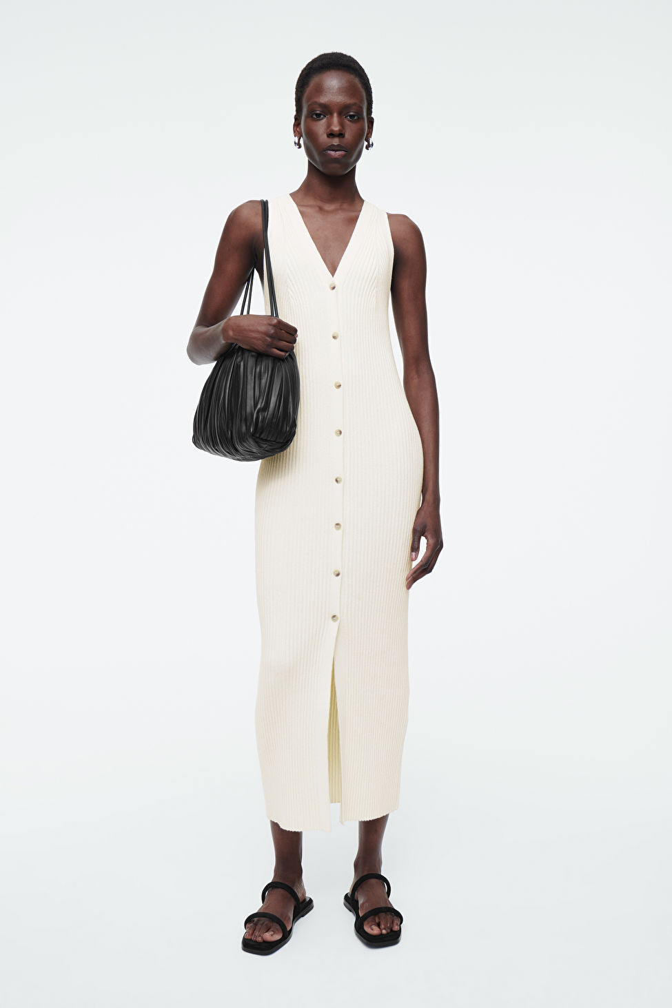 BUTTONED RIB-KNIT MAXI DRESS | COS UK