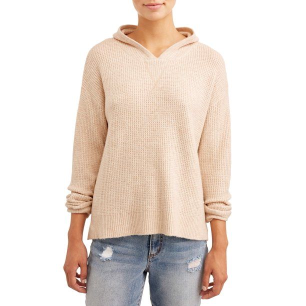 Time and Tru Women's Waffle Hoodie Pullover | Walmart (US)