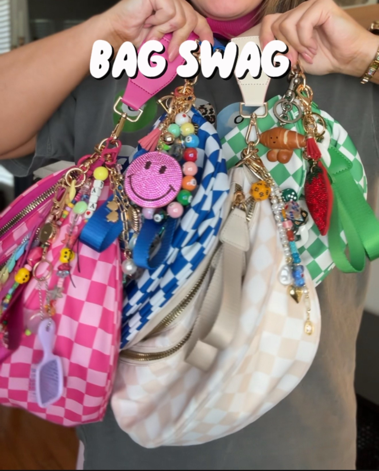 Bags and other bag charms are from Gold Blush on TikTok! 