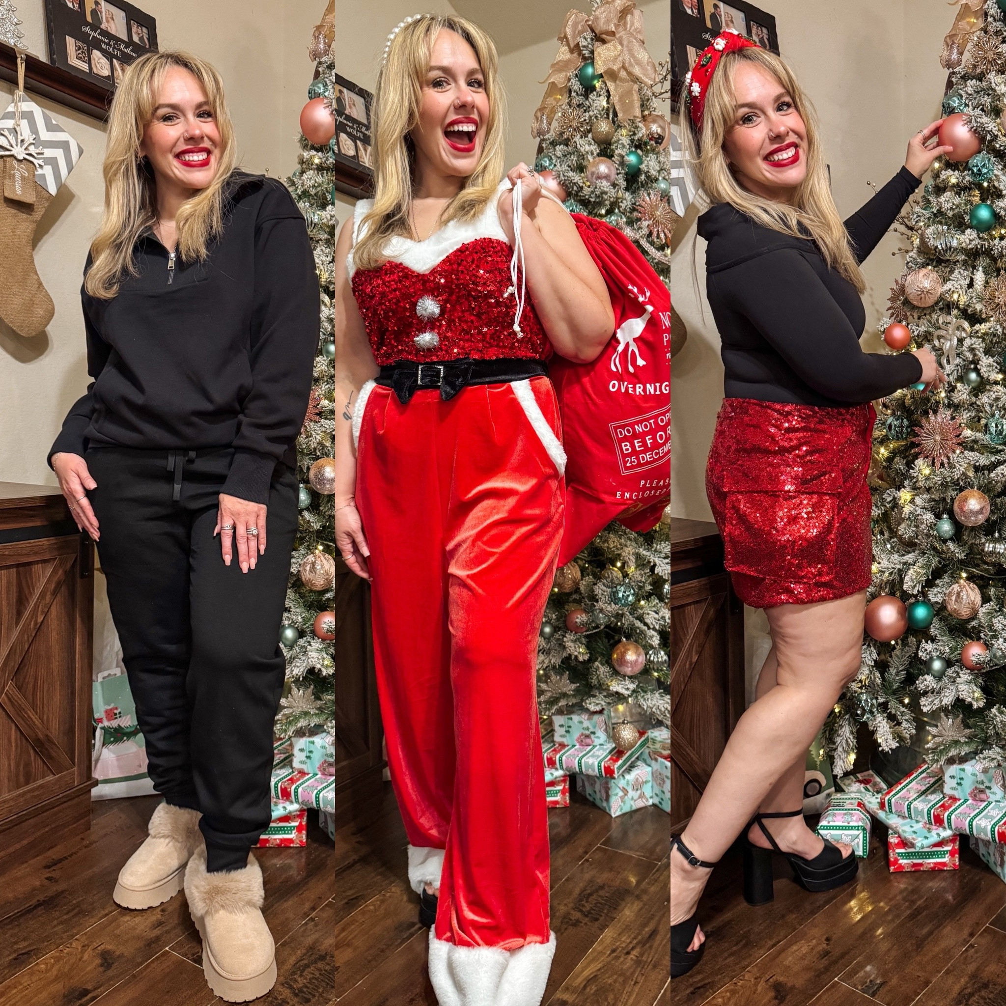 #ad Step into the holiday season in style with 3 trendy party outfits from @Walmart! From cozy-chic to dazzling sparkle, Walmart has everything you need—delivered to your door in as little as an hour with Express Delivery. Which festive look will you choose? 

#ad @walmart #walmartholiday #walmartpartner @shop.ltk #likekit

#LTKParties #LTKHoliday #LTKStyleTip