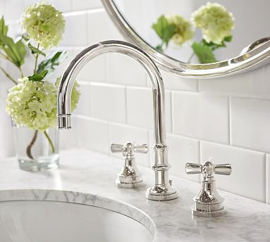 Pearson Cross Handle Widespread Bathroom Sink Faucet | Pottery Barn (US)