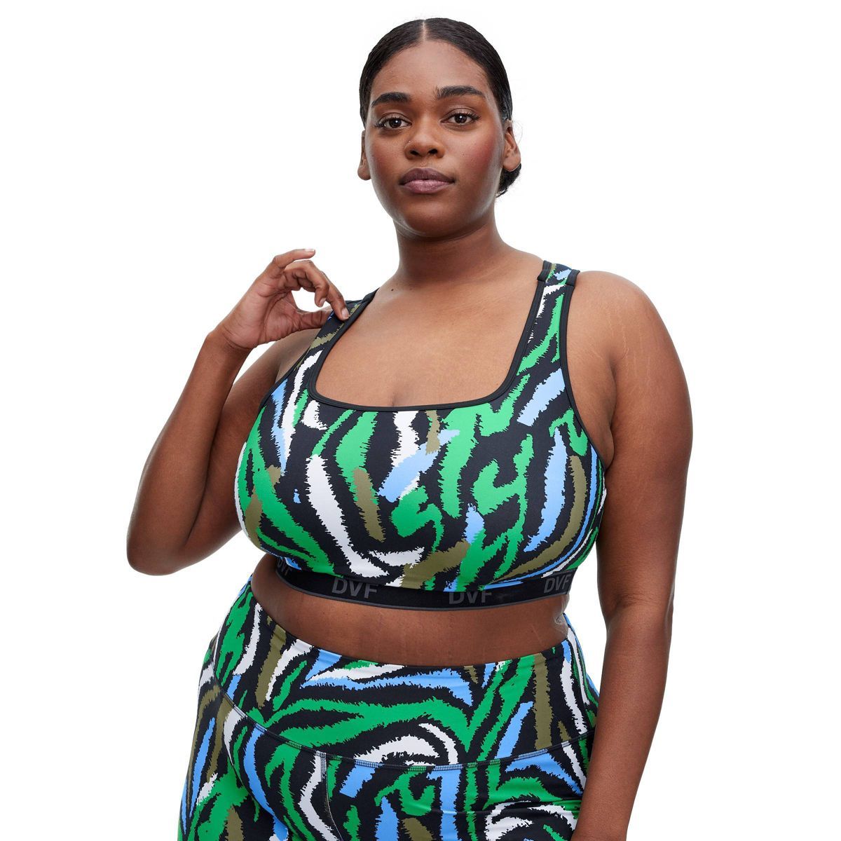 Women's Racerback Disco Zebra Green Sports Bra - DVF for Target | Target