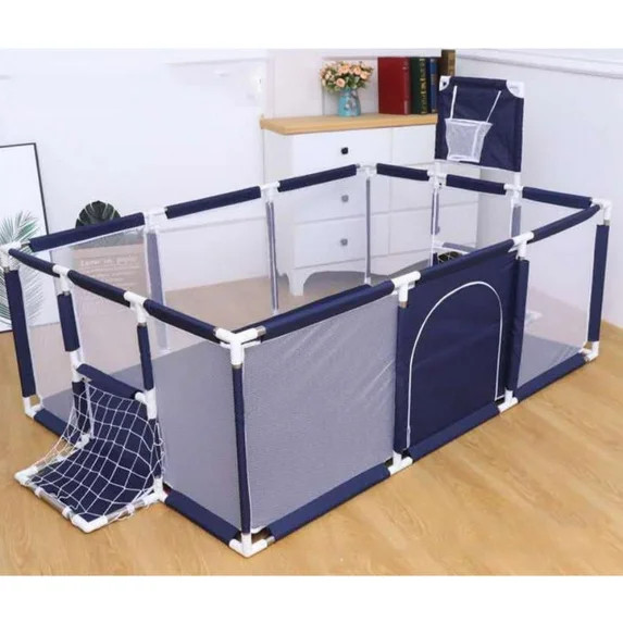 91 Inch Large Kid Baby Playpen Playard With Basketball Hoop,Folding Breathable Mesh Infant Childr... | Walmart (US)