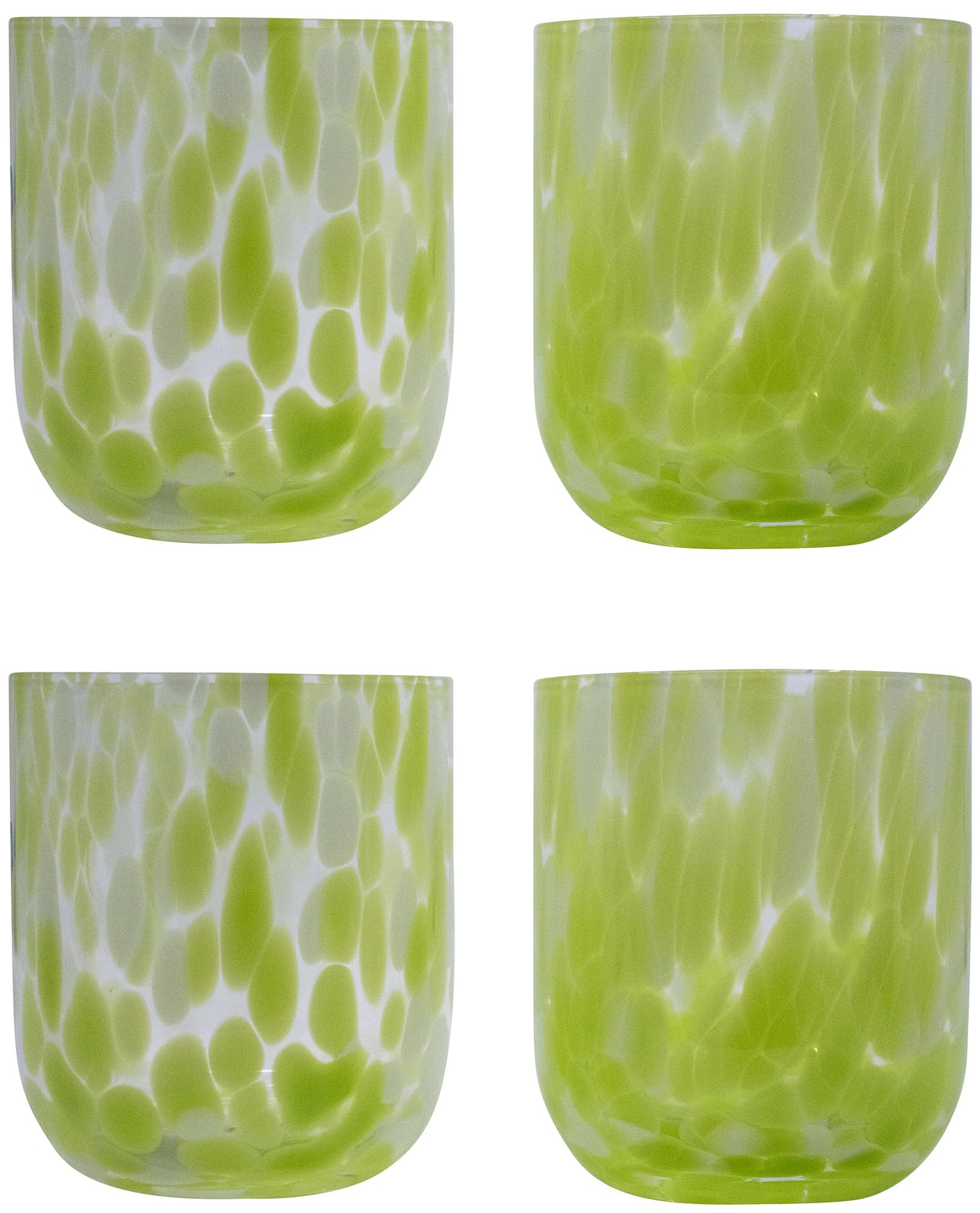Stephanie Imports Set of 4 Handcrafted Double Old-Fashioned Confetti Drinking Glasses, 12 oz (Pea... | Amazon (US)
