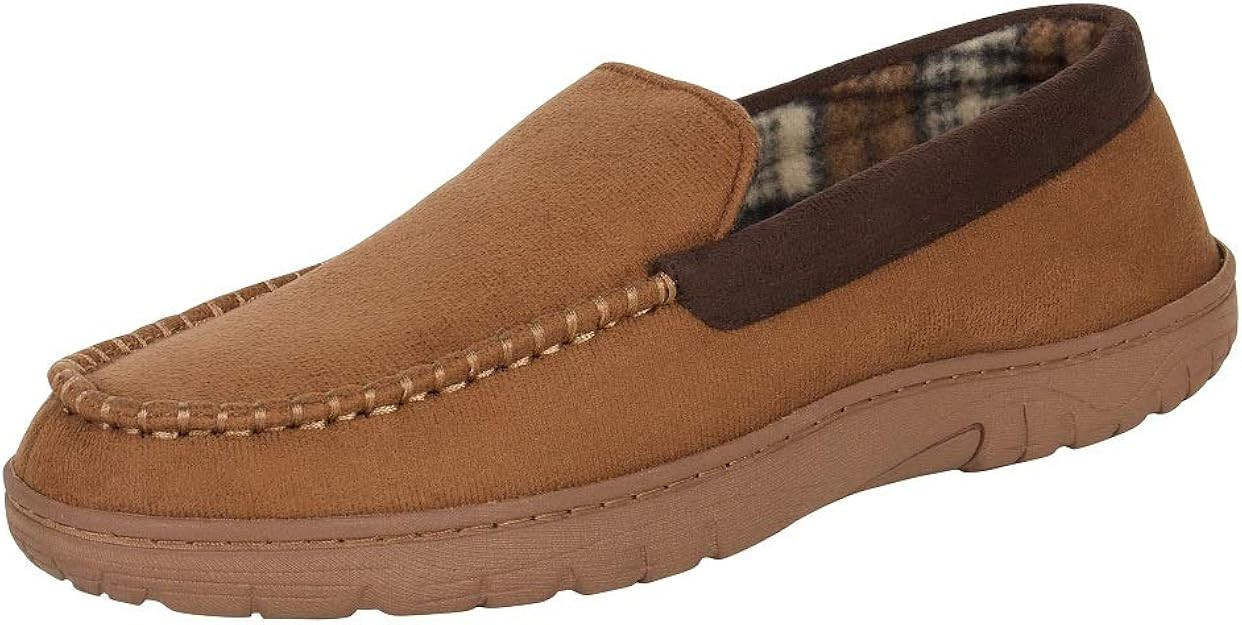 Hanes Men's Moccasin Slipper House Shoe with Indoor Outdoor Memory Foam Sole Fresh Iq Odor Protec... | Amazon (US)