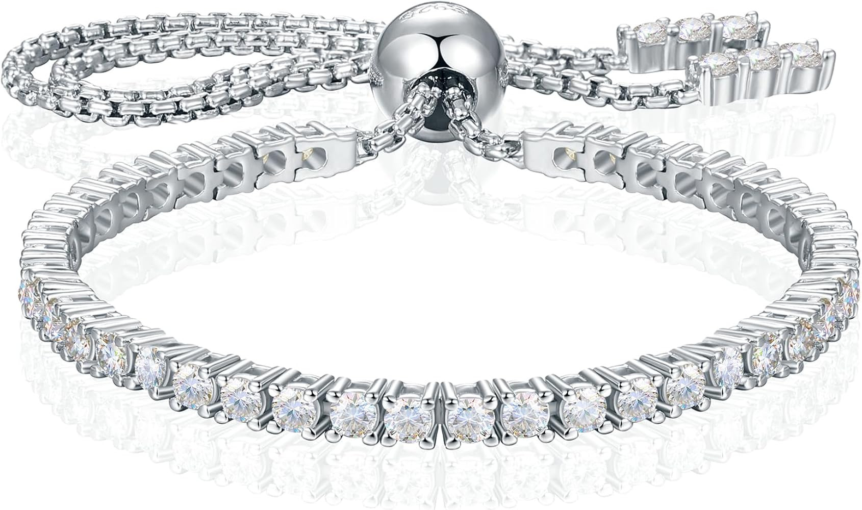 Moissanite Tennis Bracelet, 1.52ct-7.76ct Diamond Bracelets for Women, 18K White Gold Plated S925... | Amazon (US)