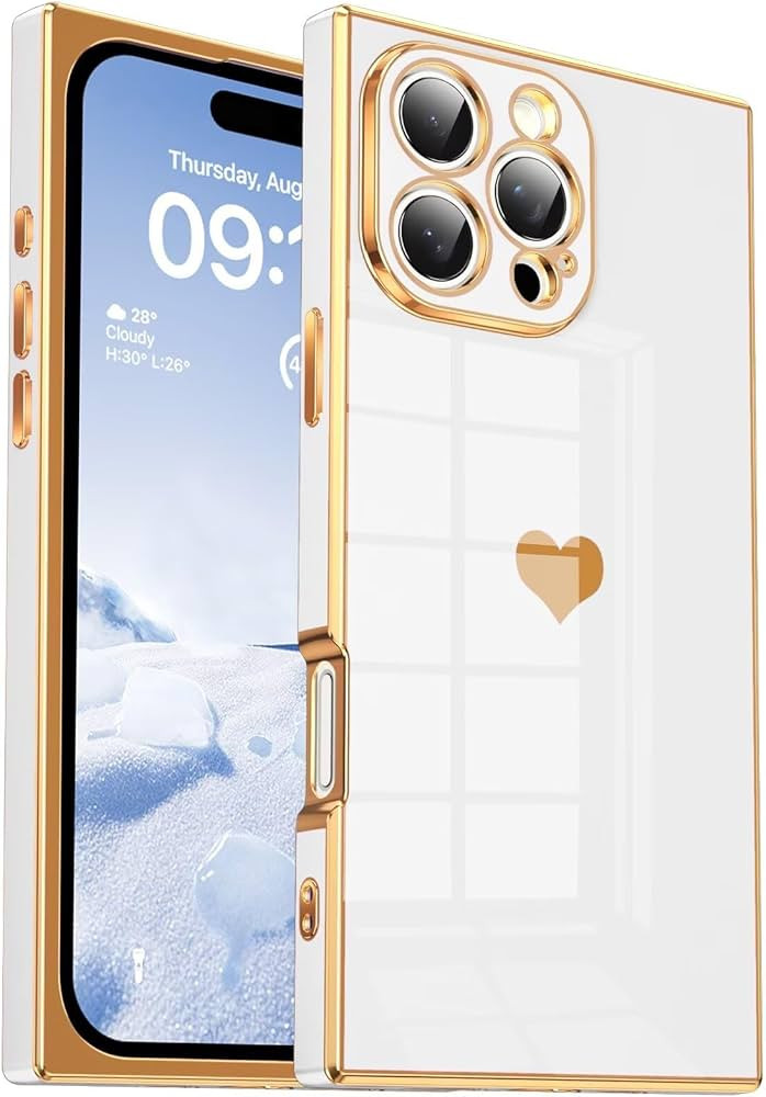 Tzomsze Case for iPhone 16 Pro Max,Camera Protection Cute Heart Pattern & Electroplate Reinforced... | Amazon (US)