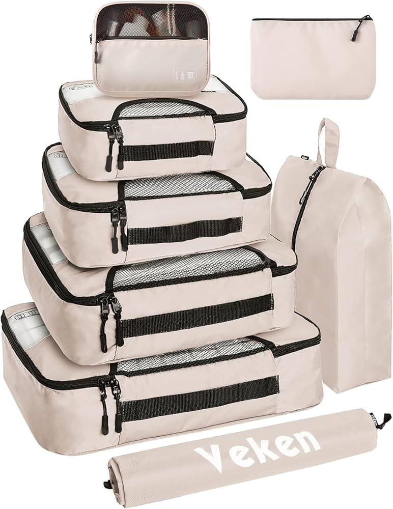 8 Set of Various Colored Packing Cubes in 4 Sizes (Extra Large, Large, Medium, Small),Veken Packi... | Amazon (US)