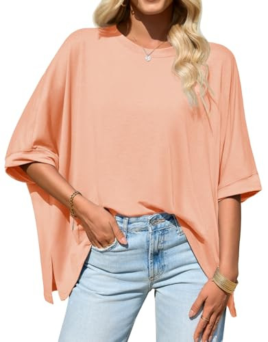 Tankaneo Womens Oversized Tshirts Batwing Short Sleeve Asymmetric Hem Tops Summer Casual Loose Fi... | Amazon (US)