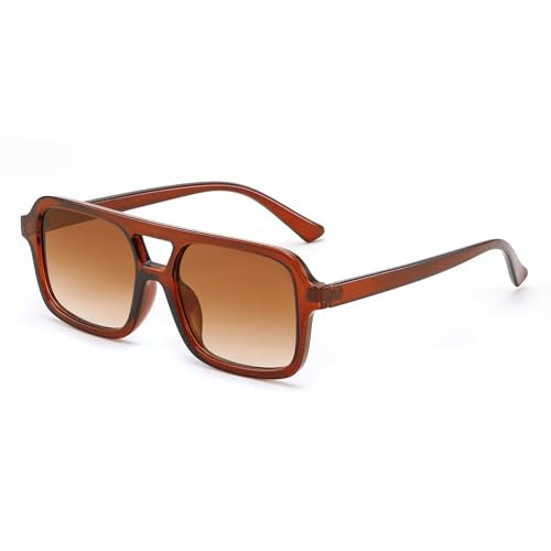 FEISEDY Retro 70s Aviator Sunglasses for Women Men Trendy Flat Square Frame UV400 Sunglasses B0174 | Amazon (US)