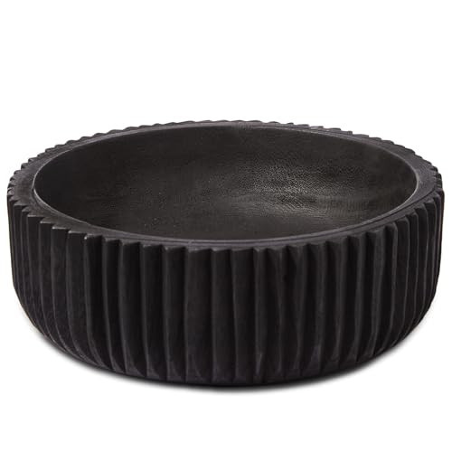 DN DECONATION Wooden Decorative Bowl, 9.84” Black Wood Fruit Bowl for Rustic Home Decor, Key Bowls for Farmhouse Decor Table Centerpiece Entryway Living Room Kitchen | Amazon (US)