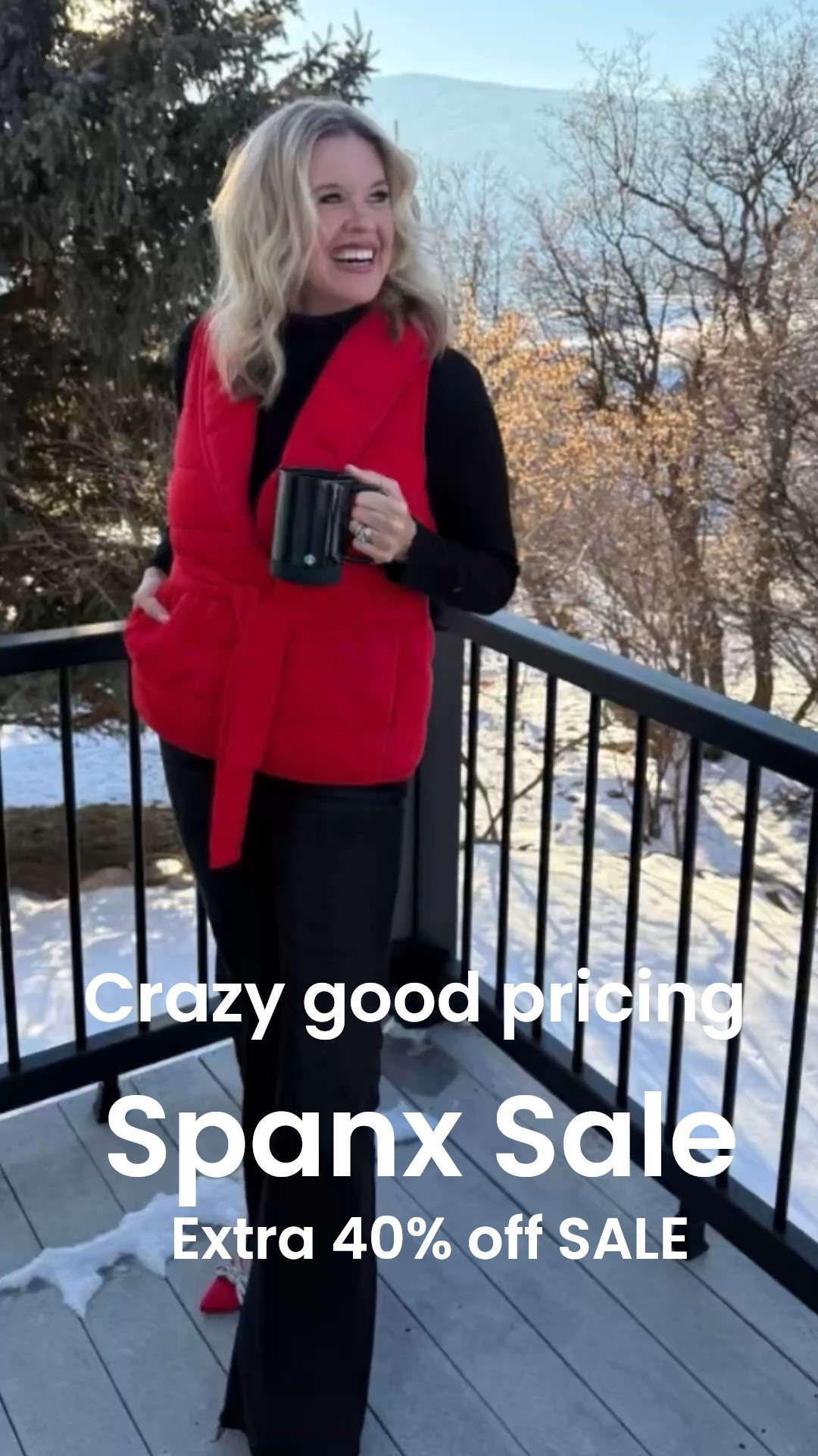 Spanx Cyber Sale

Never this low
40% off all the sale prices 
On their Top Sellers..

Here are just a few:  in all colors and all sizes 

-Air essentials puffer vest now $53.40
-air essentials wide leg pa t Now $83 in all colors 
-air essentials cocoon wrap $41.40 
-air essentials Best seller crew neck sweatshirt $29.40 
-air essentials stripe tee 

-flare Jeans all sizes and lengths in white (a favorite) $35.40 
-all the other colors sizes and lengths vary for availability 

-wide leg denim in all washes and lengths vary $65 

-Ponte micro flare pant (I wear on repeat) all sizes in black $47.40

-the best bootie lift leggings and tummy control, several colors $29

And over 100 more items from their best sellers 



#LTKootd #LTKSaleAlert #LTKCyberWeek