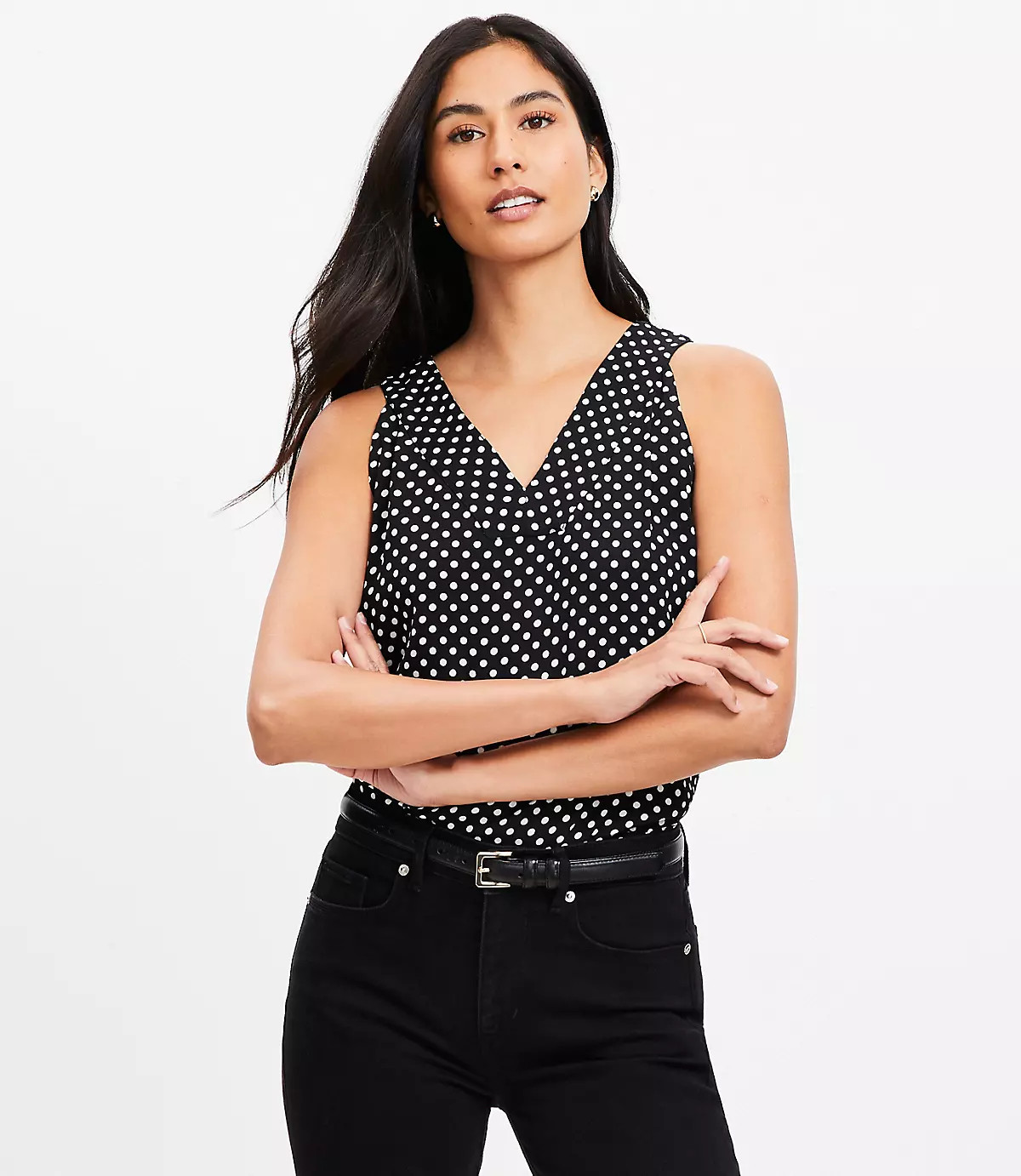 Dotted Double V Halter Top | LOFT