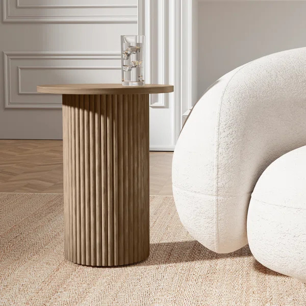 Chibuzor 22"Tall Pedestal Wood Round End Table, Handcrafted Solid Wood Fluted Design | Wayfair North America