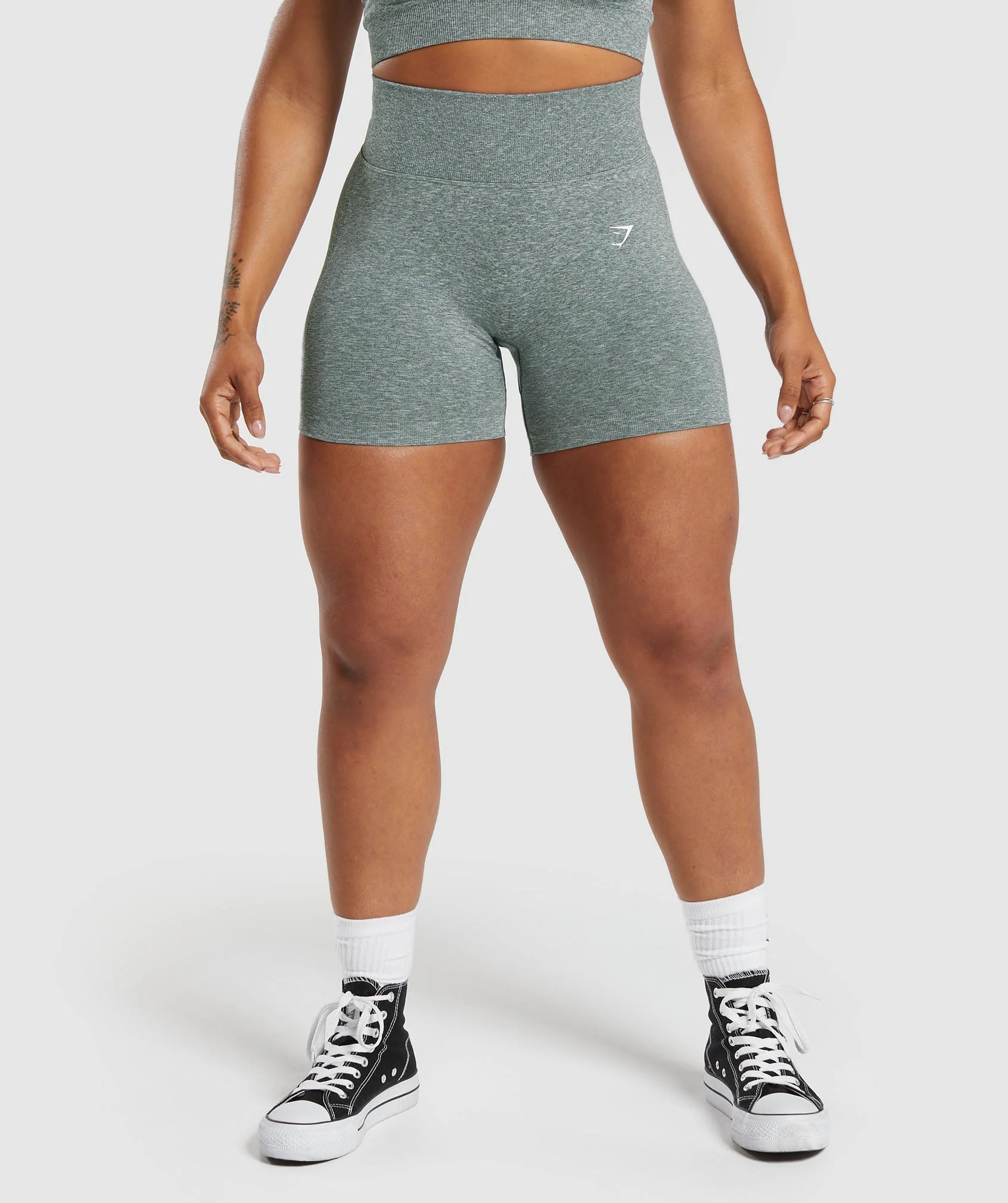 Gymshark Lift Contour Seamless Shorts - Slate Teal/White Marl | Gymshark US