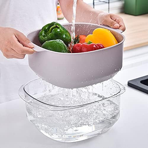 MAYEV 2-in-1 kitchen Strainer/Colander & Bowl Sets, Large Plastic Washing Bowl and Strainer, Deta... | Amazon (US)